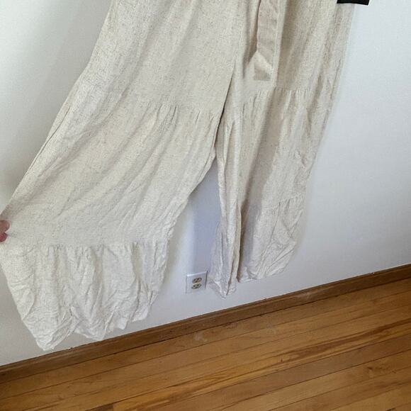 Lulu's NEW Effective Charm Beige Linen Strapless Jumpsuit Large Boho neutrals - Picture 6 of 10